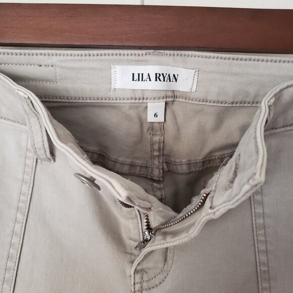 LILA RYAN Size 6 Khaki Gray Military Patch Pocket Skinny Pants NWT - Picture 3 of 14